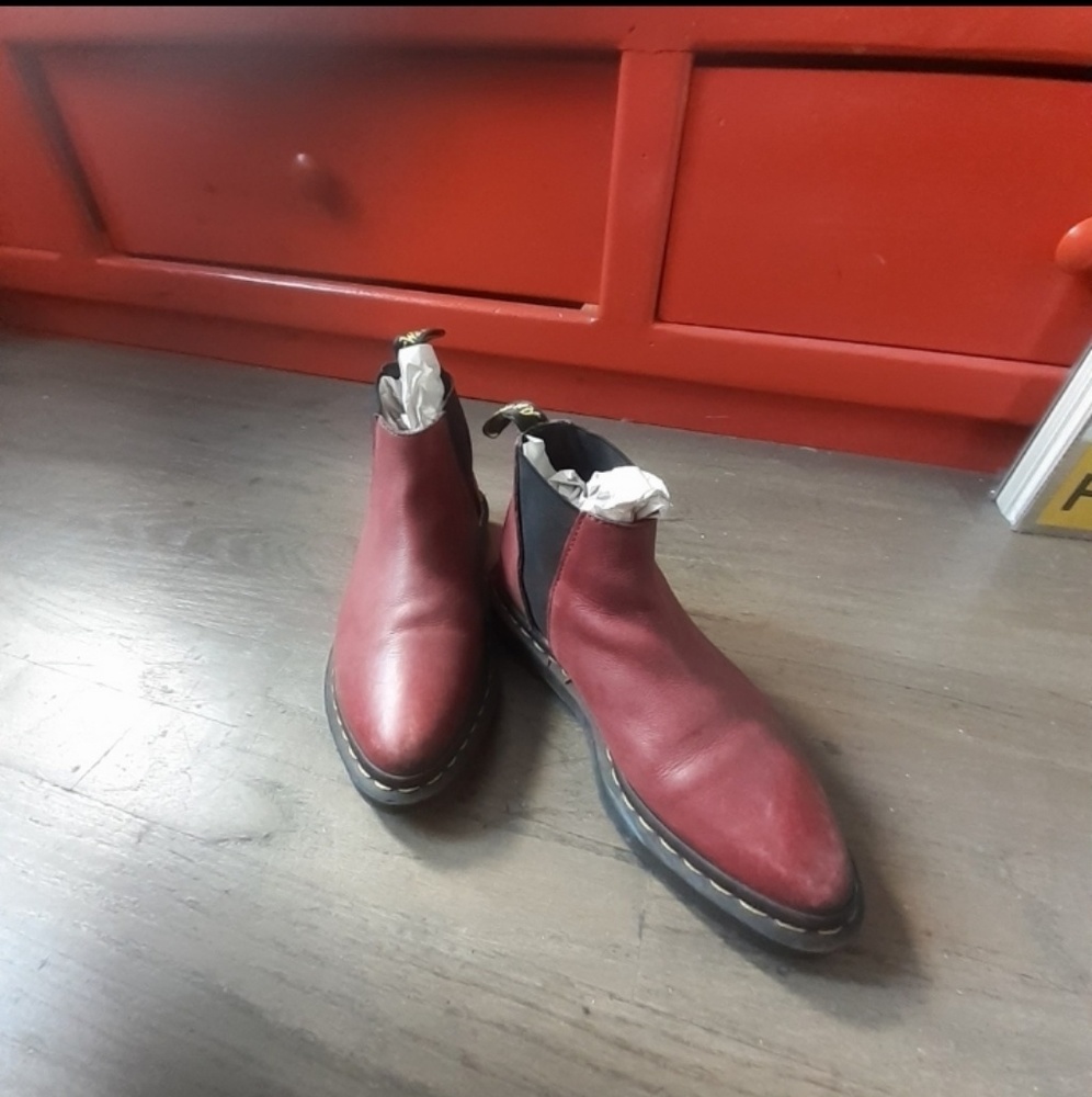 Cherry Red Leather Doc Martens Chelsea Boots